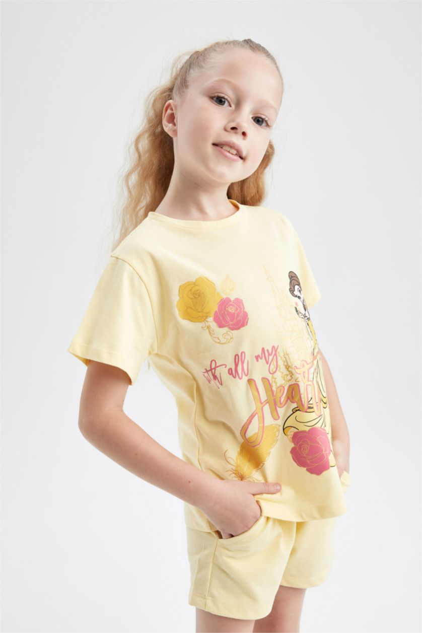 GIRLS & TEENS Light Yellow Regular Fit Disney Princess Licensed Short Sleeve T-Shirt