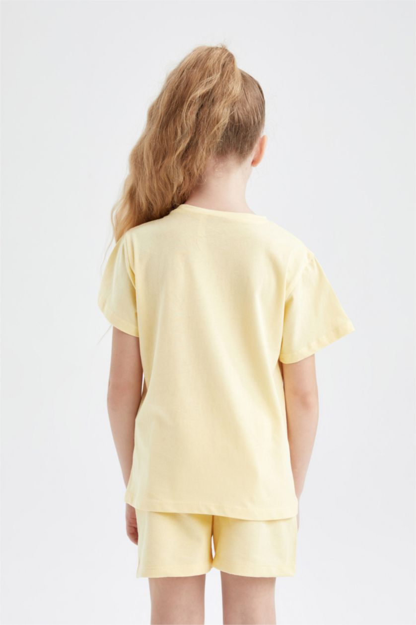 GIRLS & TEENS Light Yellow Regular Fit Disney Princess Licensed Short Sleeve T-Shirt