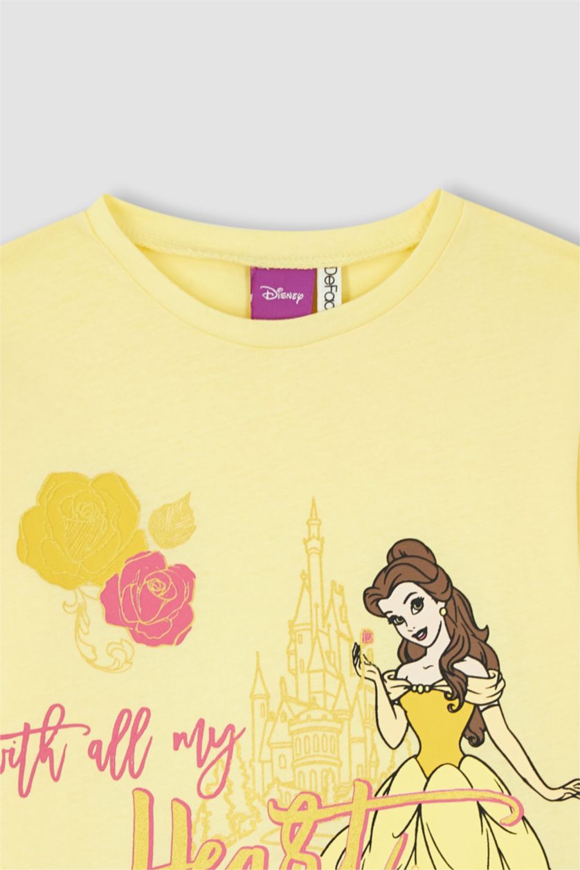 GIRLS & TEENS Light Yellow Regular Fit Disney Princess Licensed Short Sleeve T-Shirt