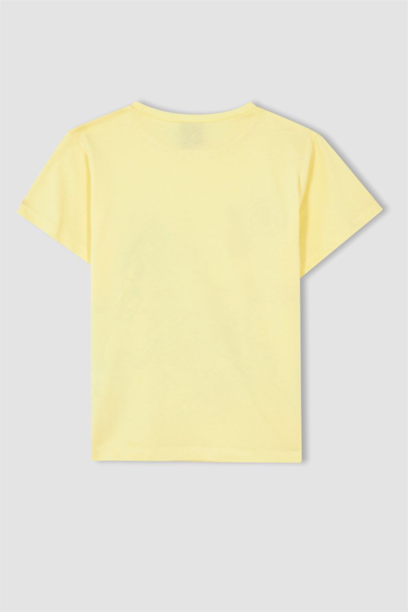 GIRLS & TEENS Light Yellow Regular Fit Disney Princess Licensed Short Sleeve T-Shirt