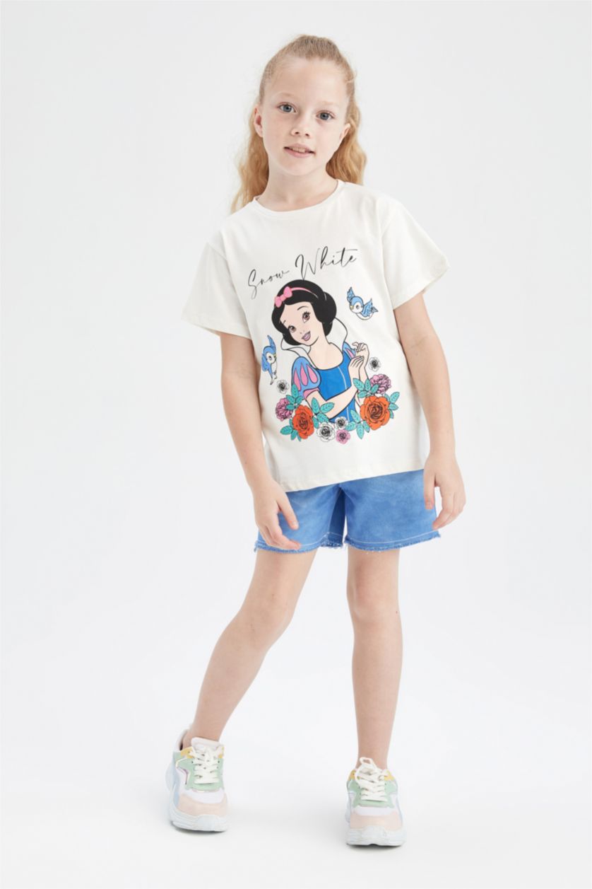 Girls & Teens Ecru Regular Fit Disney Princess Licensed Short Sleeve T-Shirt