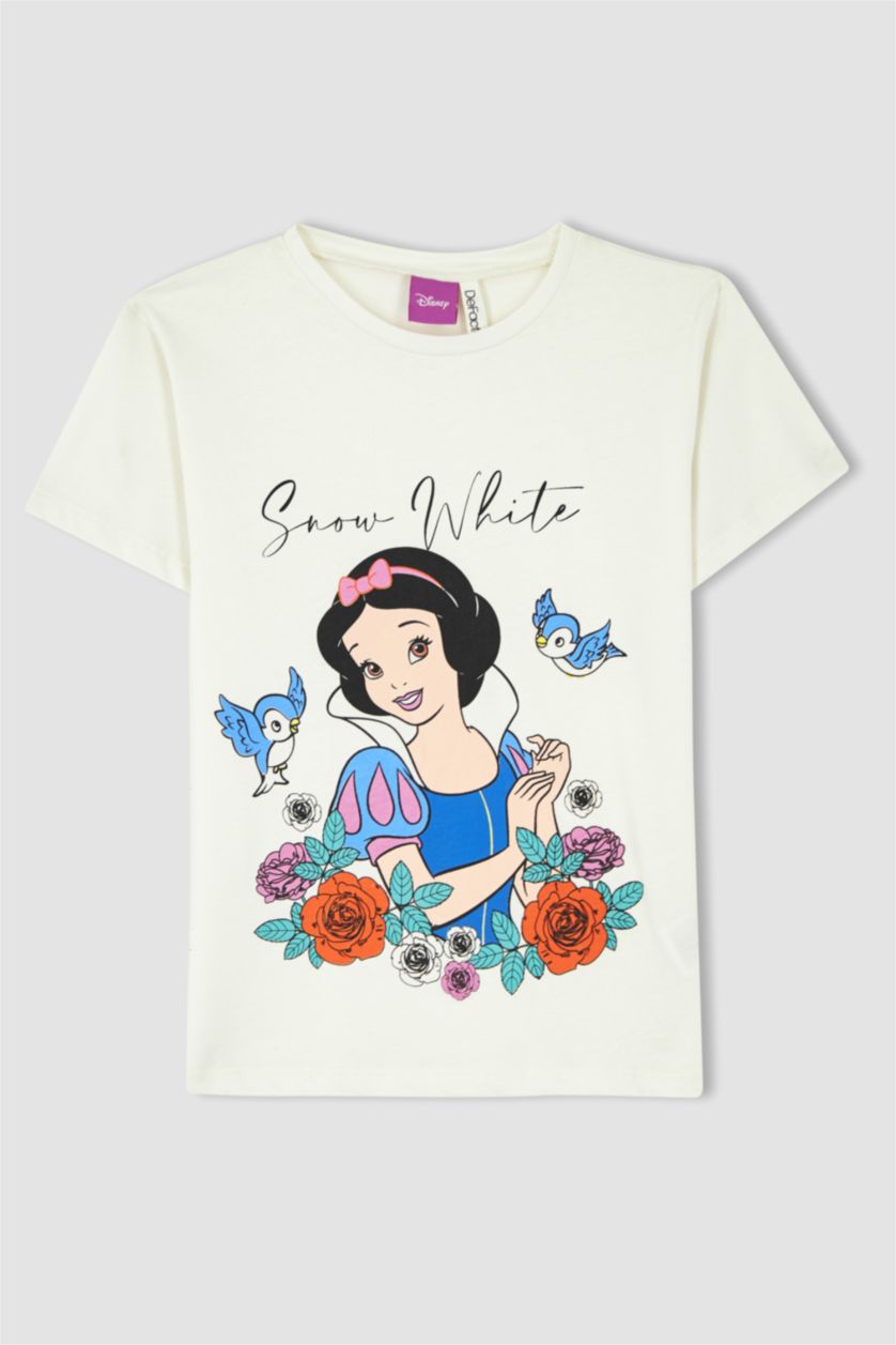 Girls & Teens Ecru Regular Fit Disney Princess Licensed Short Sleeve T-Shirt