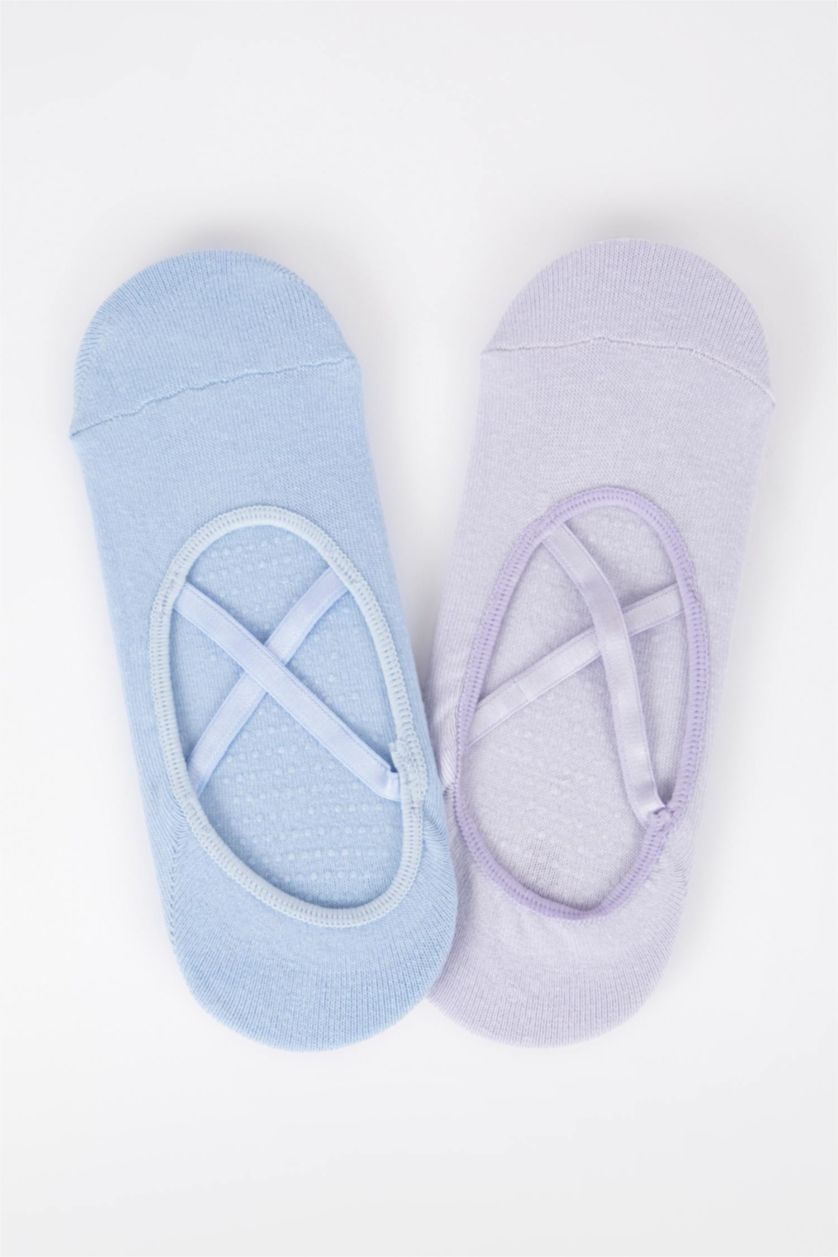 WOMAN Light Blue 2 piece Cotton Pilates Socks