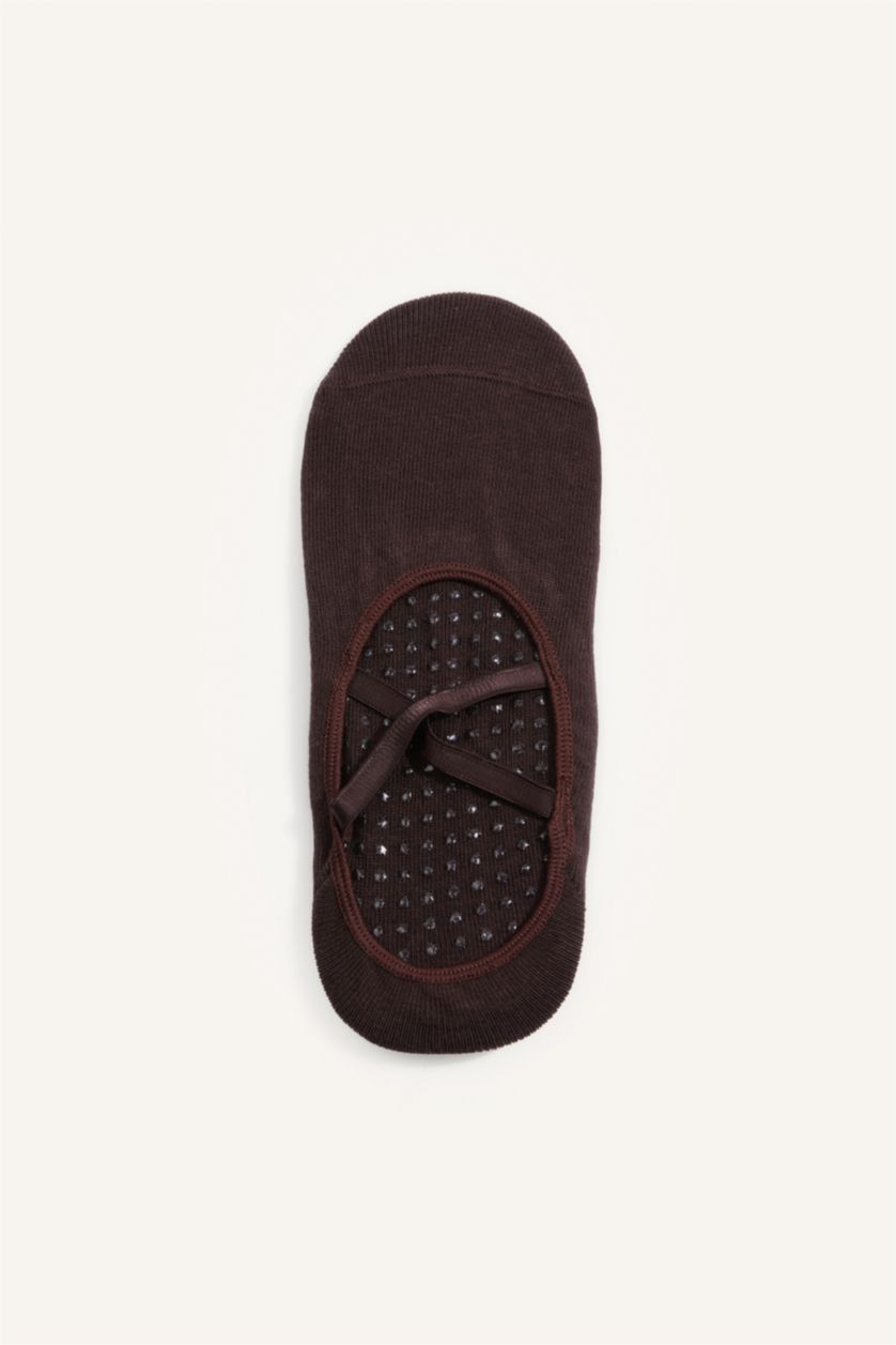 Women Brown 2 piece Cotton Pilates Socks