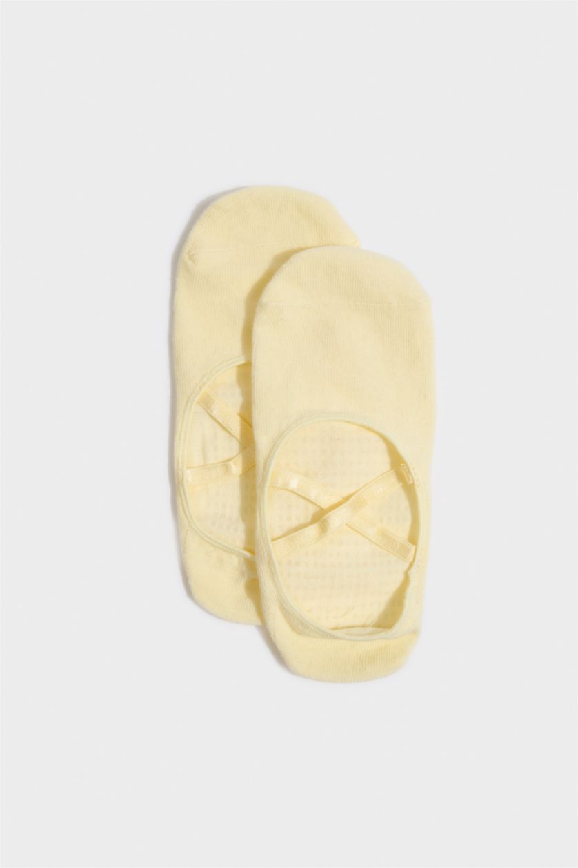 Women Light Yellow 2 piece Cotton Pilates Socks