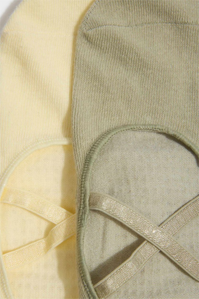 Women Light Yellow 2 piece Cotton Pilates Socks