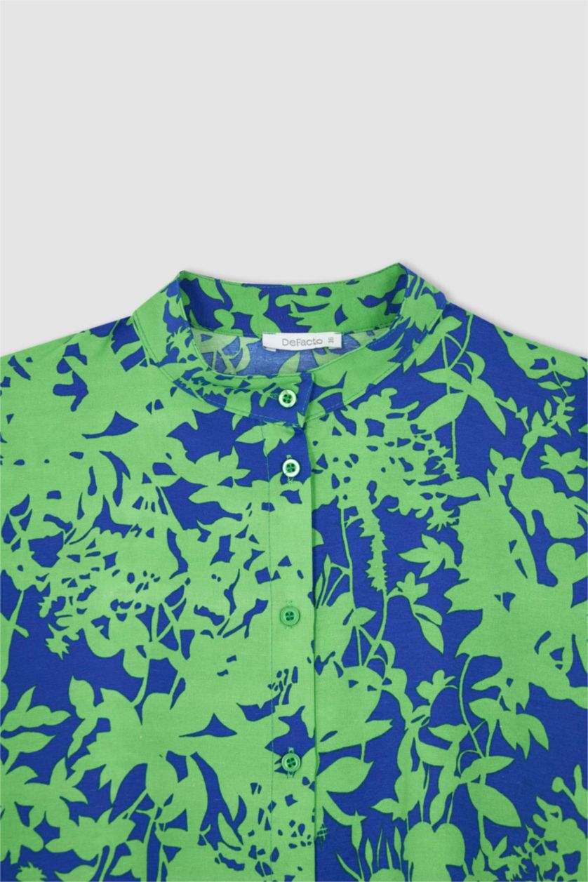 WOMAN Dark Green A-Line Floral Patterned Long Sleeve Maxi Dress