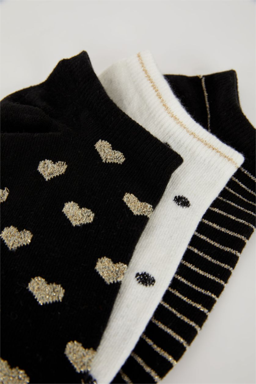 Kadın Siyah Kadın 3'lü Pamuklu Patik Çorap