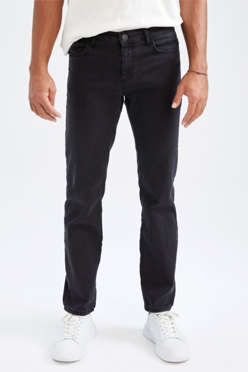 HOMME Anthracite Jean Sergio Coupe Droite À Taille Normale