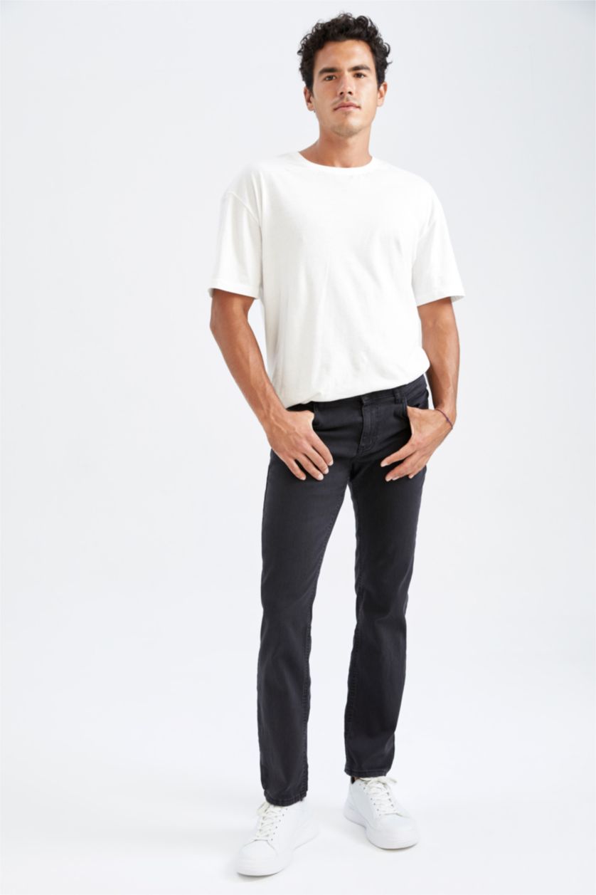 HOMME Anthracite Jean Sergio Coupe Droite À Taille Normale