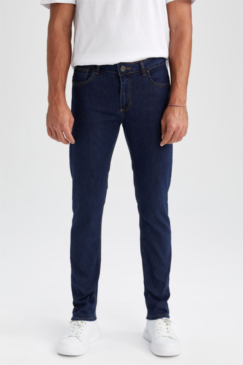HOMME Bleu Foncé Jean Sergio Coupe Droite À Taille Normale