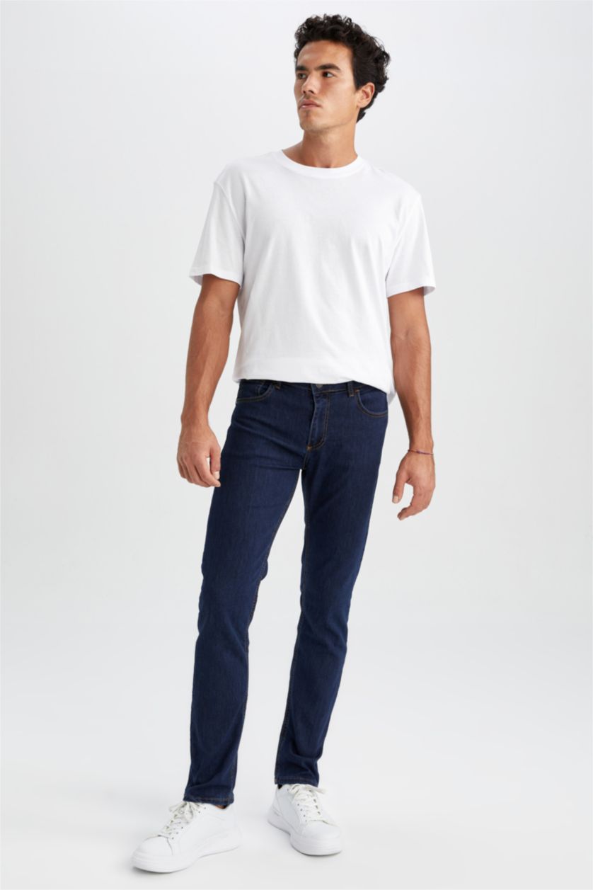 HOMME Bleu Foncé Jean Sergio Coupe Droite À Taille Normale