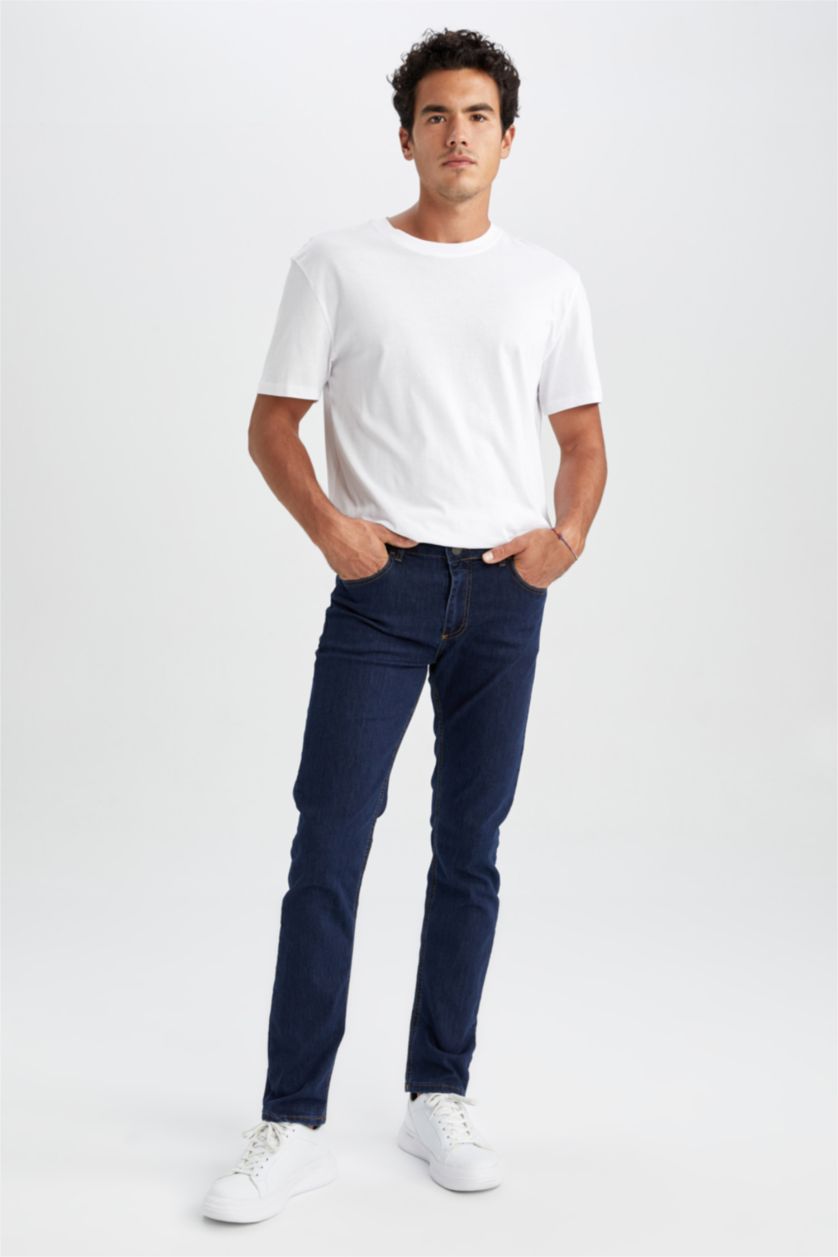 HOMME Bleu Foncé Jean Sergio Coupe Droite À Taille Normale