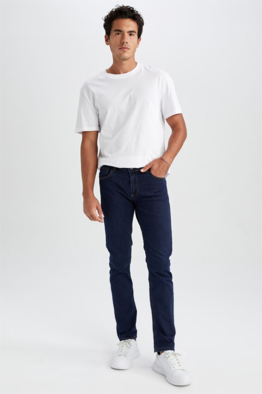 HOMME Bleu Foncé Jean Sergio Coupe Droite À Taille Normale