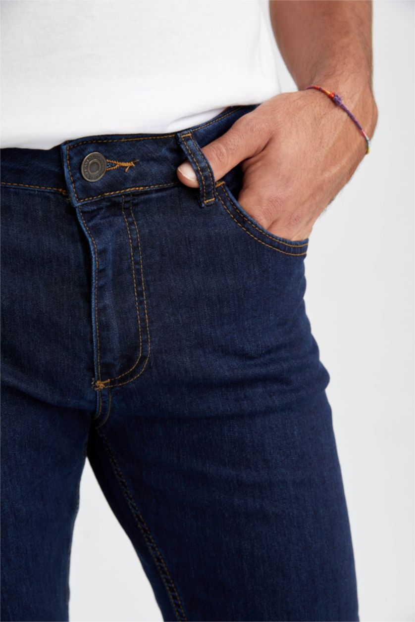 HOMME Bleu Foncé Jean Sergio Coupe Droite À Taille Normale