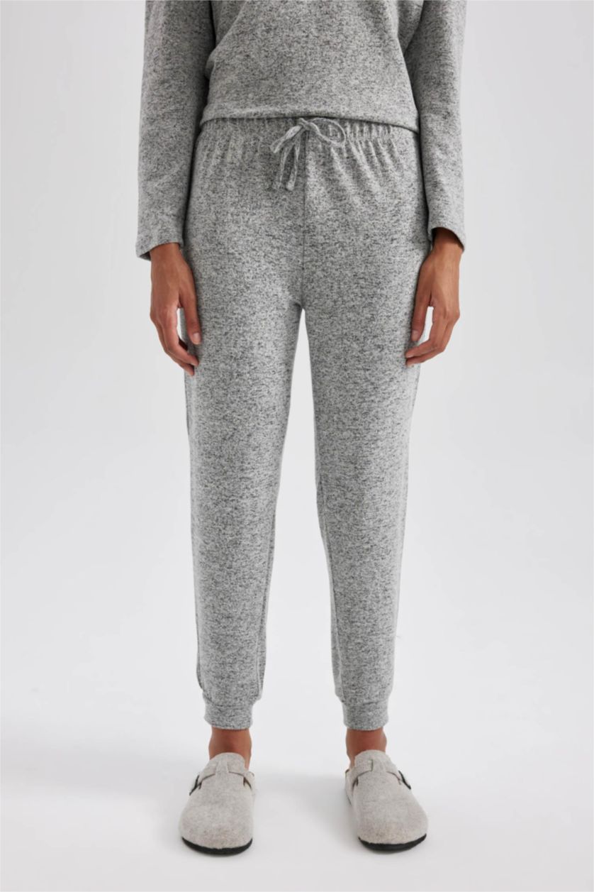 WOMAN Grey Melange Fall in Love Regular Fit Pajama Bottoms