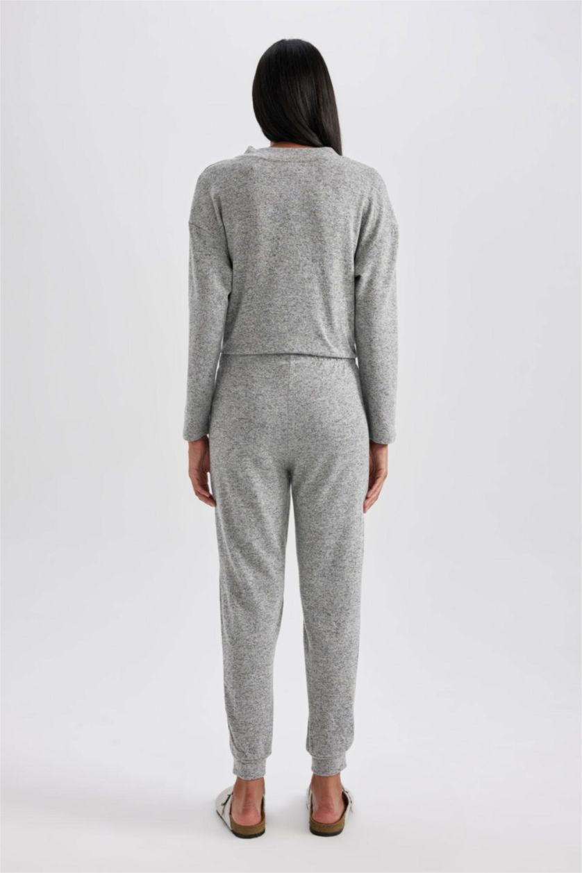 WOMAN Grey Melange Fall in Love Regular Fit Pajama Bottoms
