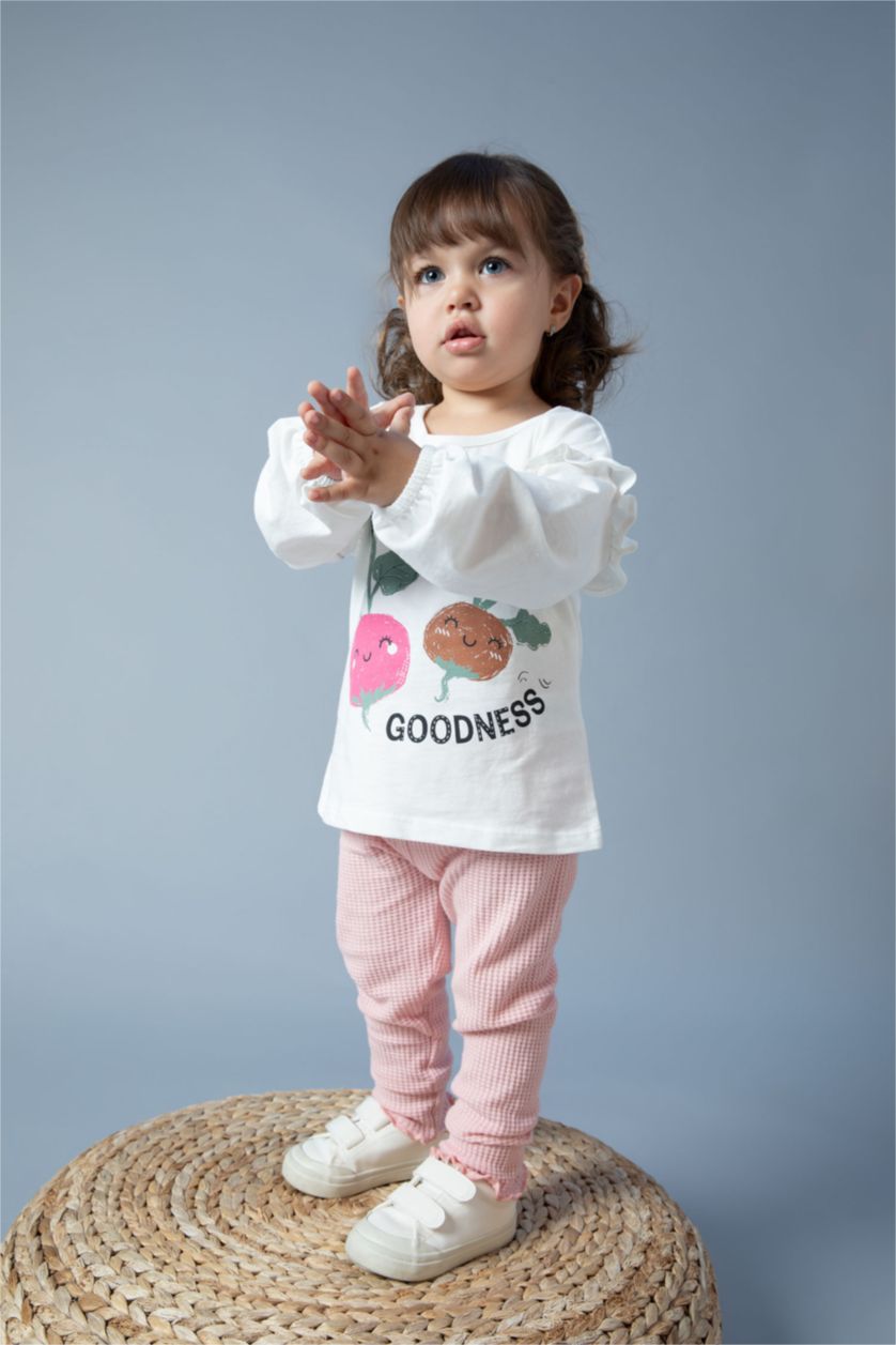 BÉBÉ FILLE Rose Clair T-shirt à manches longues et col rond en coton peigné pour bébé fille