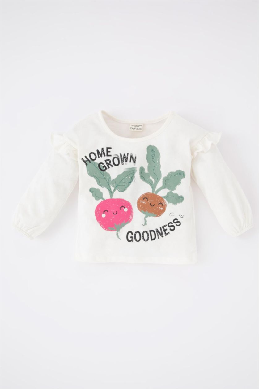 BÉBÉ FILLE Rose Clair T-shirt à manches longues et col rond en coton peigné pour bébé fille