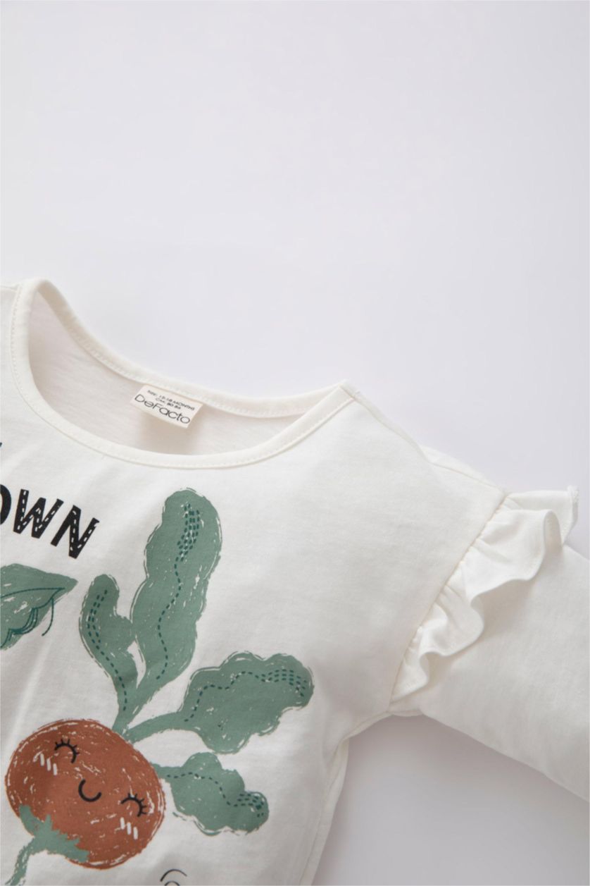 BÉBÉ FILLE Rose Clair T-shirt à manches longues et col rond en coton peigné pour bébé fille