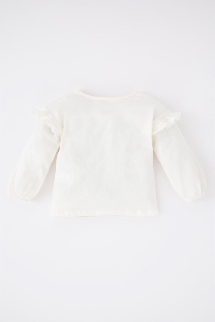 BÉBÉ FILLE Rose Clair T-shirt à manches longues et col rond en coton peigné pour bébé fille