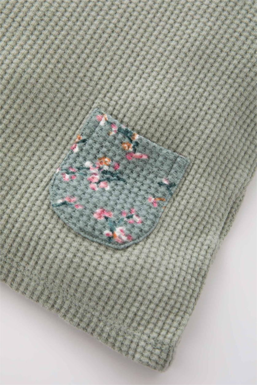 BÉBÉ FILLE Vert Clair Ensemble En Tricot Col Ras Du Cou Fleur Manche Longue 2 BéBé Fille