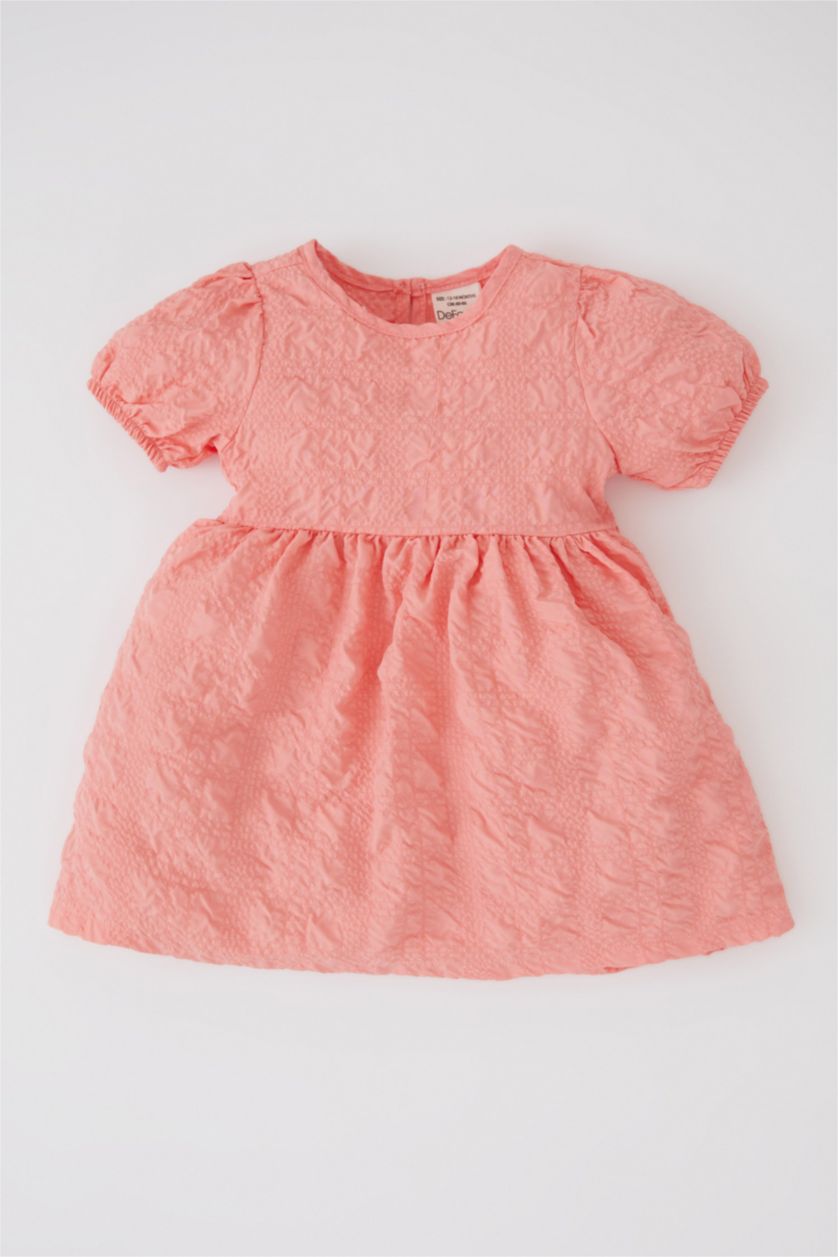BABY GIRL Light Salmon Baby Girl Short Sleeve Crinkle Dress