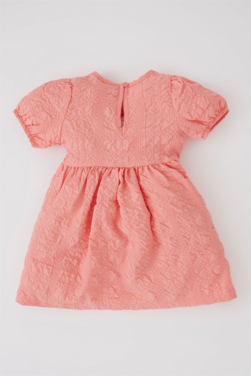 BABY GIRL Light Salmon Baby Girl Short Sleeve Crinkle Dress