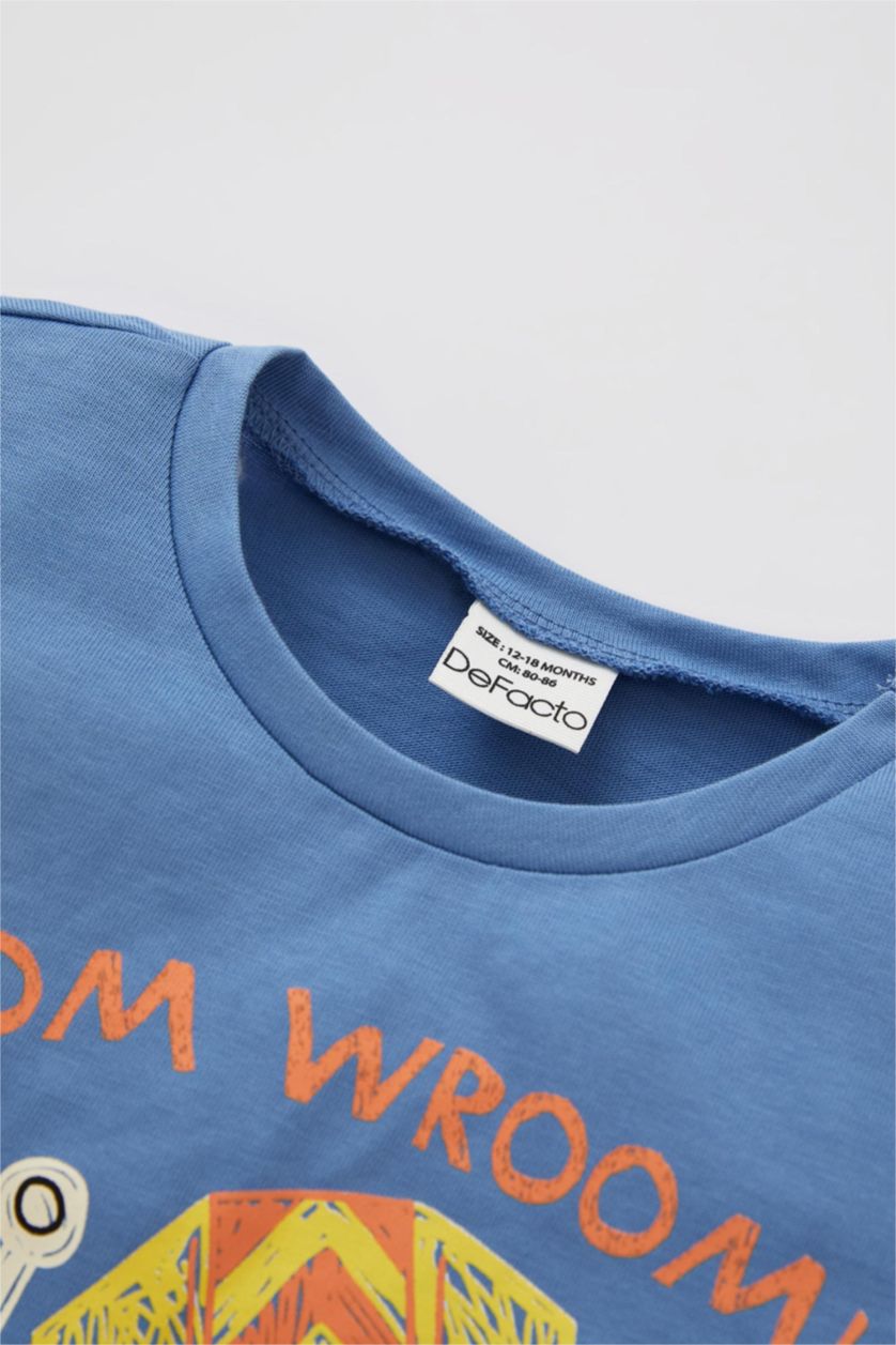 BABY BOY Dark Blue Baby Boy Crew Neck Combed Cotton Short Sleeve T-Shirt