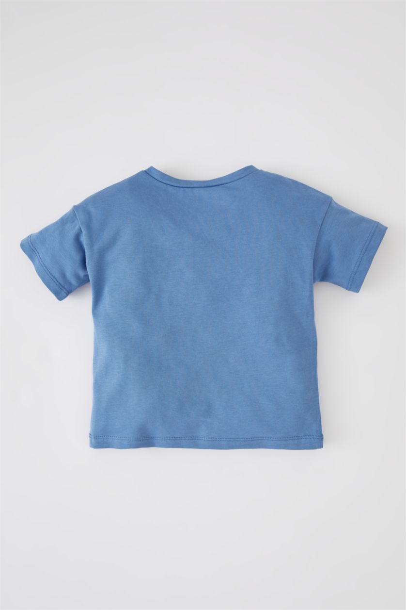 BABY BOY Dark Blue Baby Boy Crew Neck Combed Cotton Short Sleeve T-Shirt