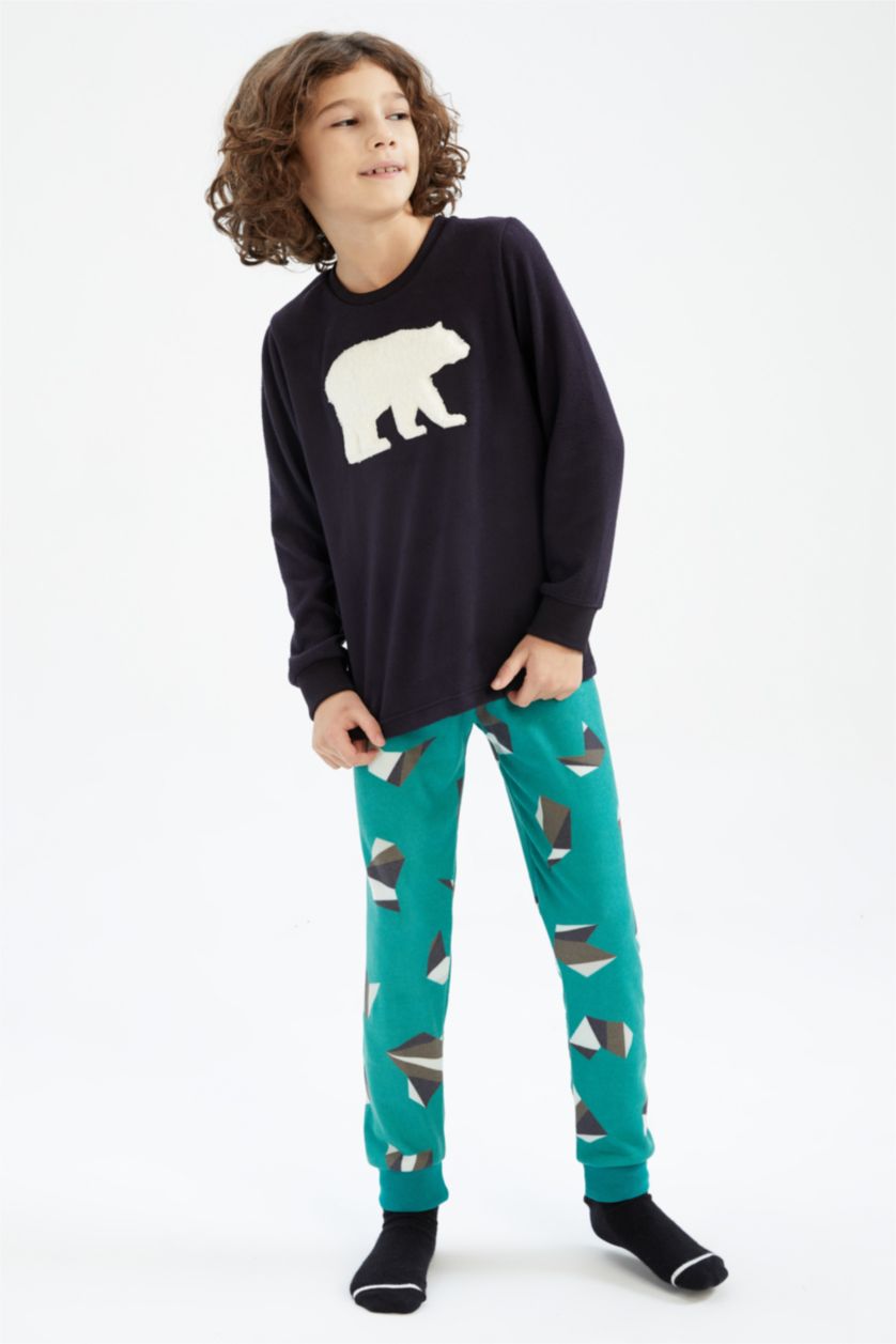 BOYS & TEENS NAVY Boys Regular Fit Thermal 2-Pack Pajamas