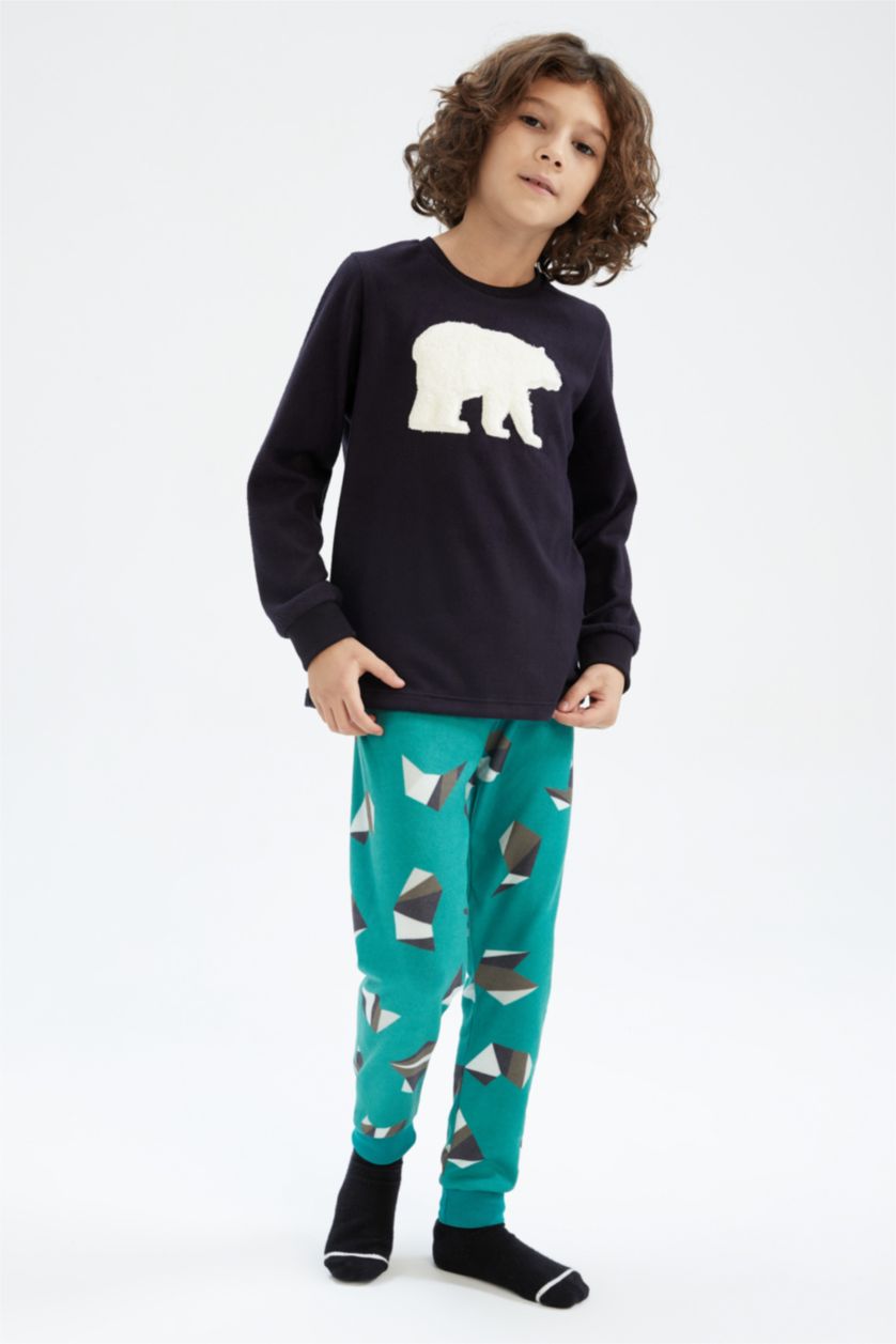 BOYS & TEENS NAVY Boys Regular Fit Thermal 2-Pack Pajamas