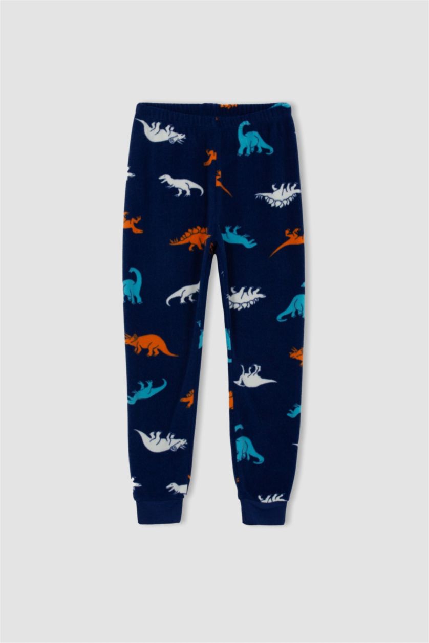 Erkek Çocuk - Genç Erkek Lacivert Erkek Çocuk Desenli Polar Uzun Kollu Pijama Takımı