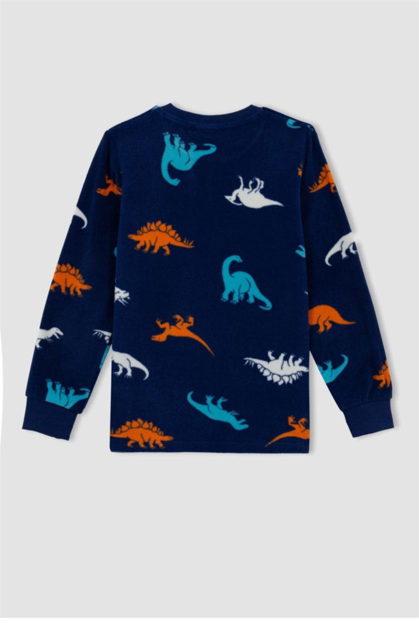 Erkek Çocuk - Genç Erkek Lacivert Erkek Çocuk Desenli Polar Uzun Kollu Pijama Takımı
