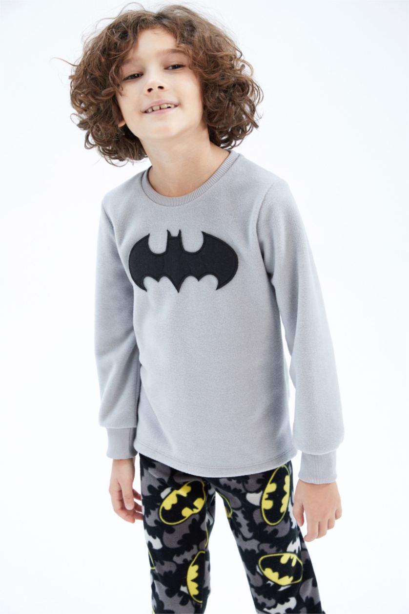BOYS & TEENS Light Grey 2 piece Regular Fit Batman Licence Knitted Pyjamas