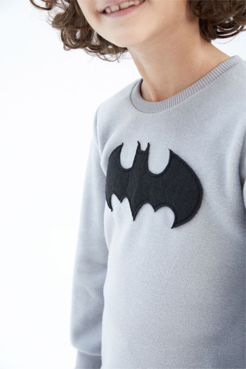 BOYS & TEENS Light Grey 2 piece Regular Fit Batman Licence Knitted Pyjamas