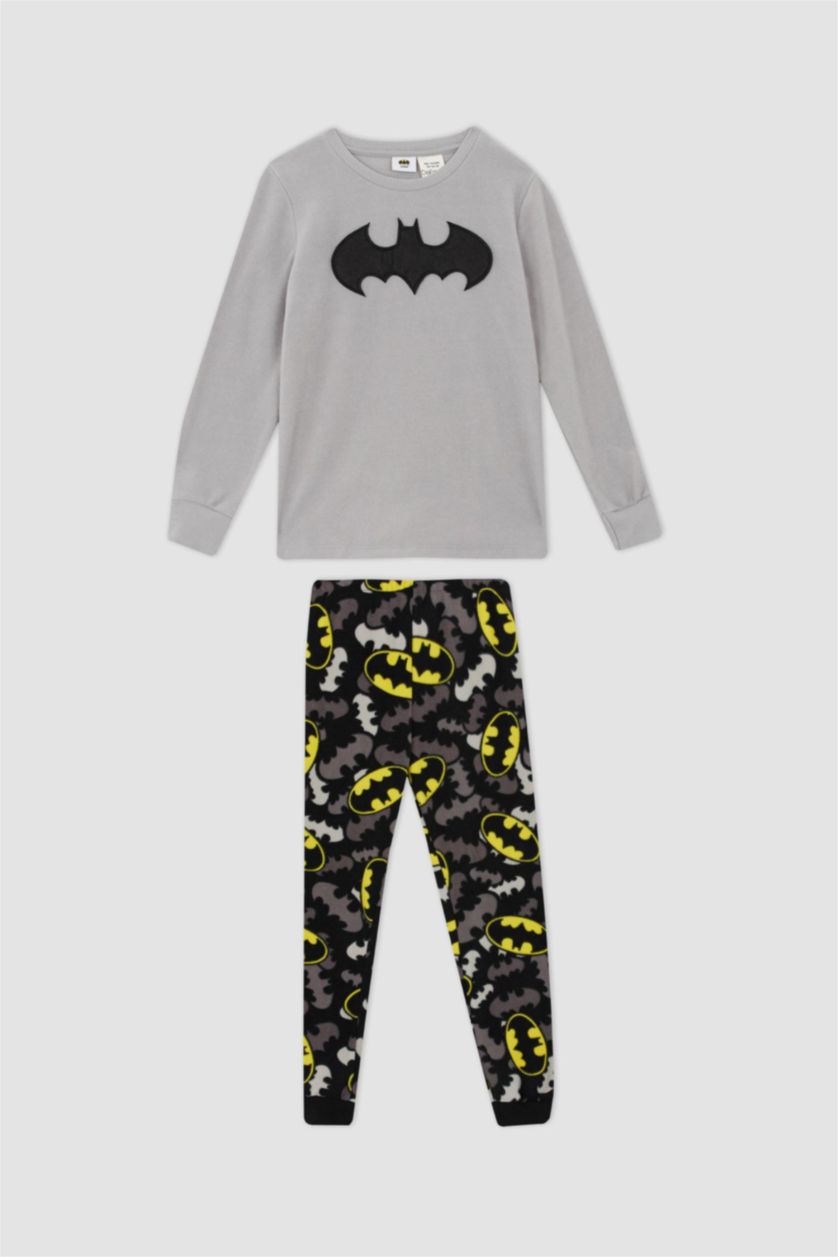 BOYS & TEENS Light Grey 2 piece Regular Fit Batman Licence Knitted Pyjamas