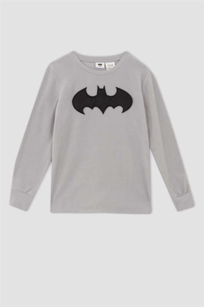 BOYS & TEENS Light Grey 2 piece Regular Fit Batman Licence Knitted Pyjamas