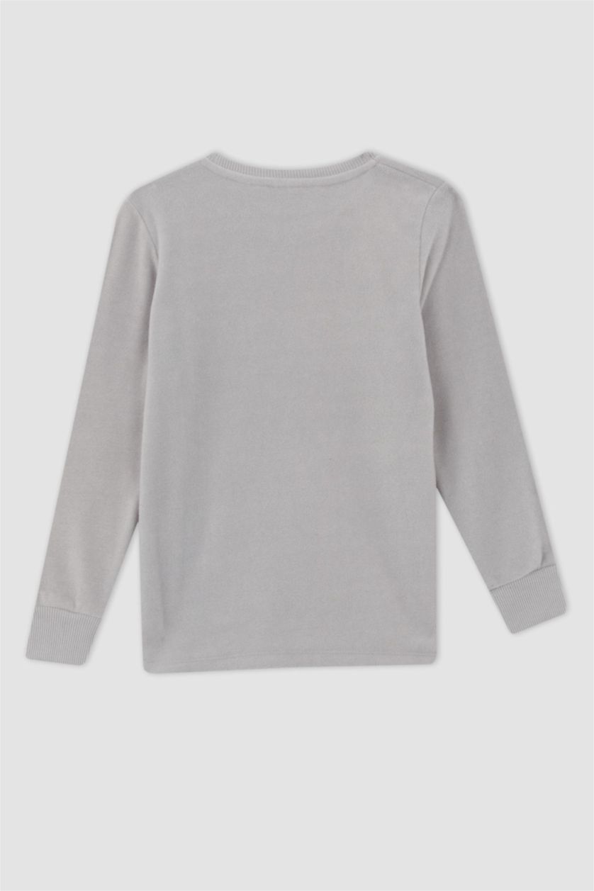 BOYS & TEENS Light Grey 2 piece Regular Fit Batman Licence Knitted Pyjamas