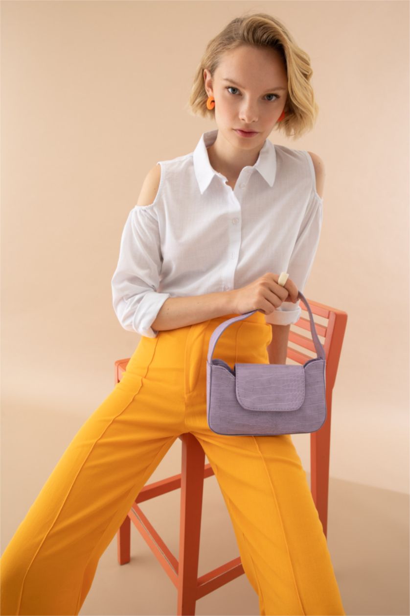 Kadın Açık Lila Kadın Croco Omuz Çantası