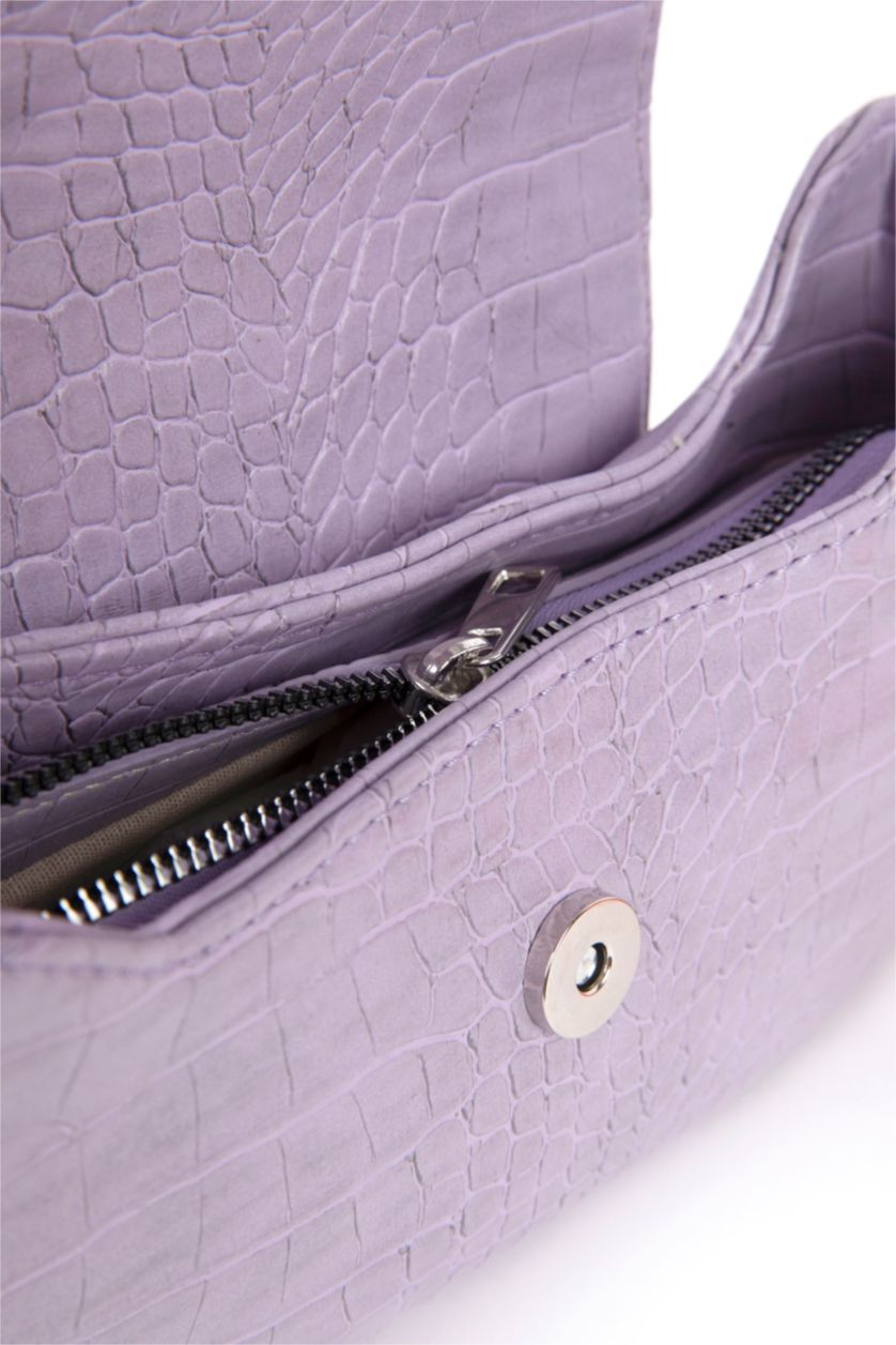 Kadın Açık Lila Kadın Croco Omuz Çantası