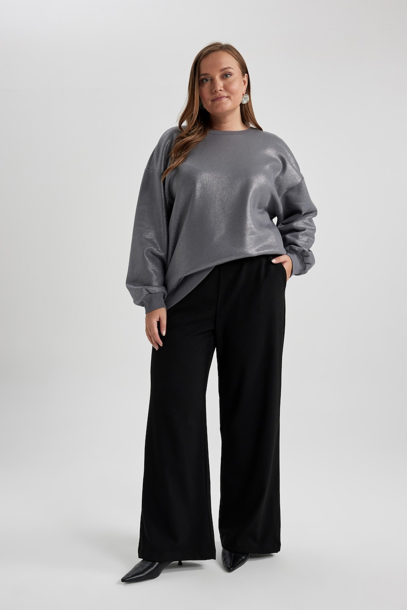 Woman Black Wide Leg Trousers