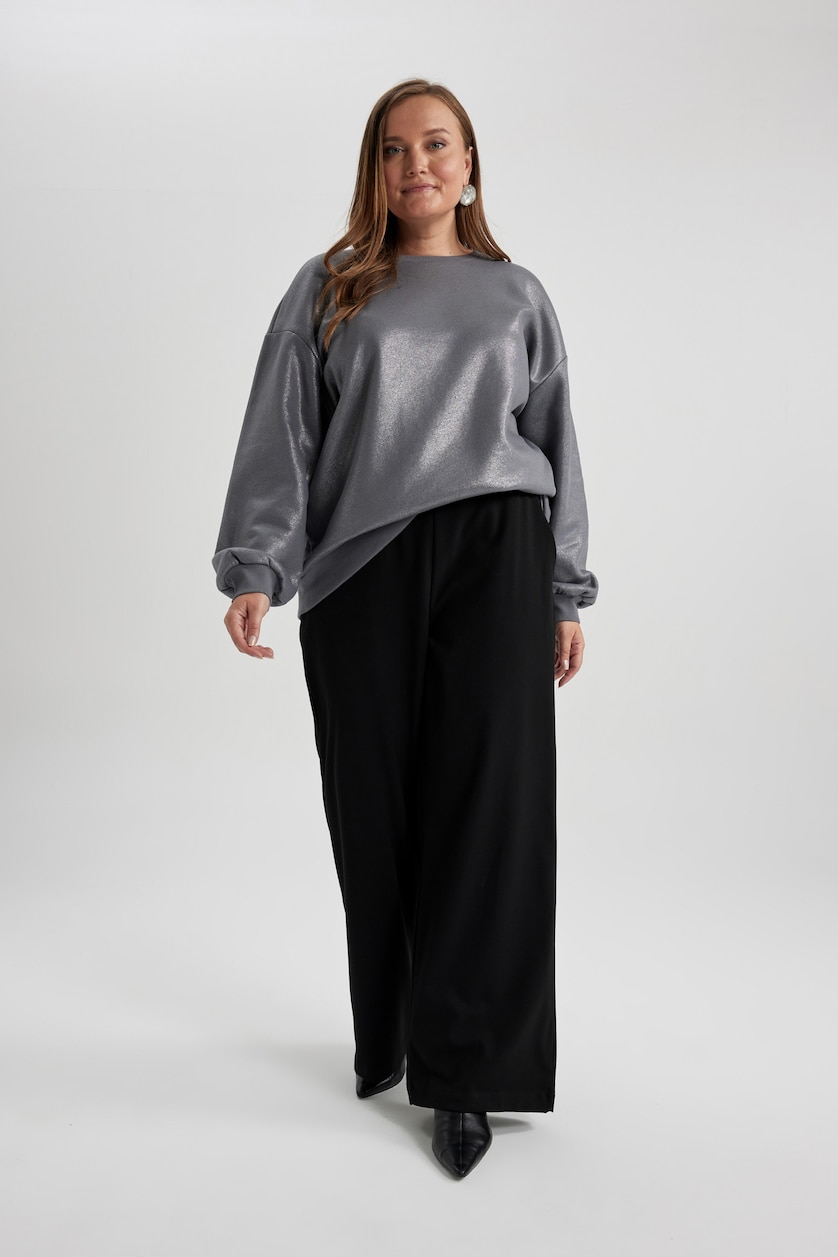 Woman Black Wide Leg Trousers
