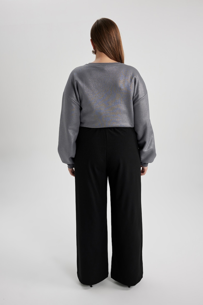 Woman Black Wide Leg Trousers