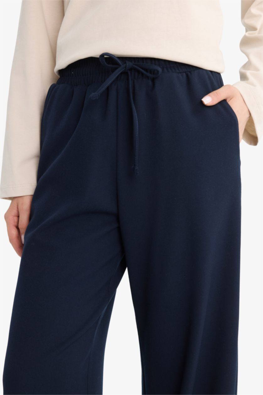 حريمي كحلي بنطلون وايد ليج برجل واسع