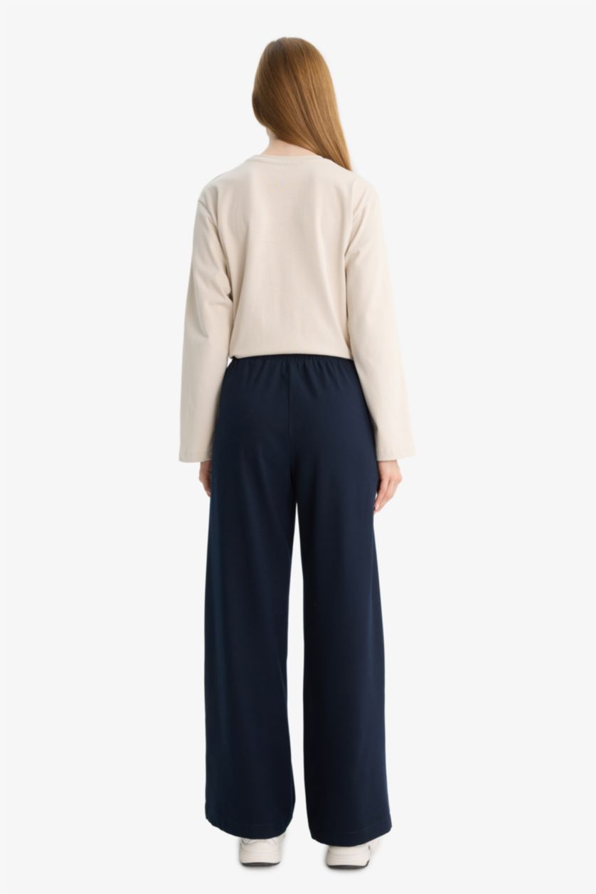 حريمي كحلي بنطلون وايد ليج برجل واسع