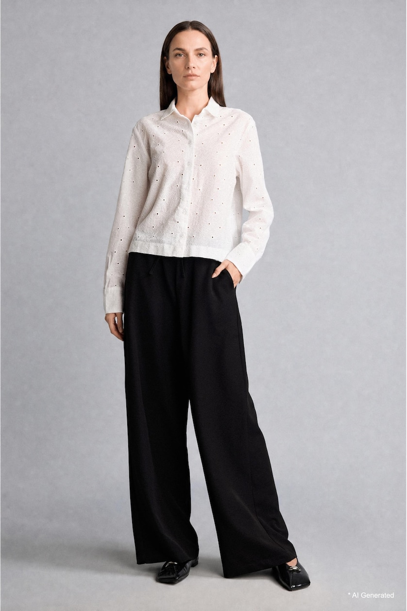 WOMAN Black Straight Fit Wide Leg Trousers