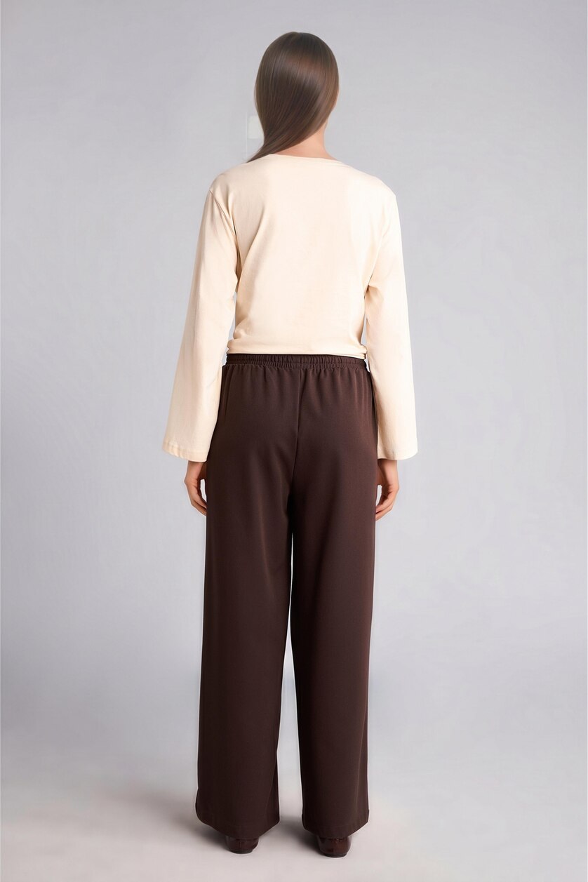 Женщины Коричневый Брюки Wide Leg