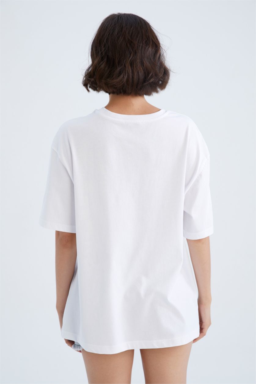 WOMAN White Regular Fit Floral Short Sleeve Maternity Cotton T-Shirt