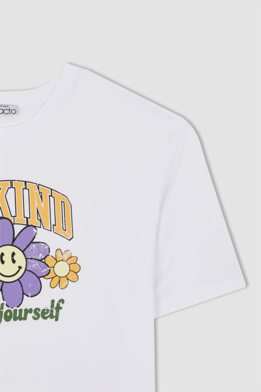 WOMAN White Regular Fit Floral Short Sleeve Maternity Cotton T-Shirt